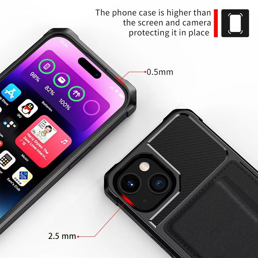 Robust Apple iPhone Case, MagSafe Compatible, Camera Lens and Screen Protection, Ultra Thin, Shockproof, Magnetic, Full All Around Protection, Armor Card Slot Cover