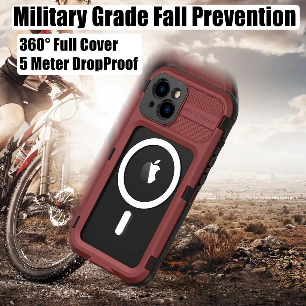 Robust Apple iPhone Case MagSafe Compatible, Camera Lens & Screen Protection, Ultra Thin Shockproof Magnetic Full All Around Protection Cover with IP68 Metal Military Design
