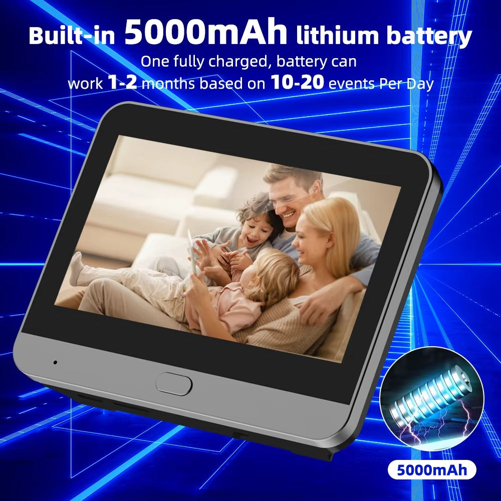 High Quality Smart Door Viewer for iPhone, 3MP WiFi Peephole Camera, Battery-Powered PIR Motion Sensor with 140° Wide Angle