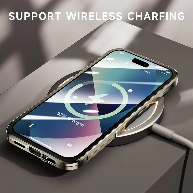 Luxury Apple iPhone Case Compatible, Camera Lens & Screen Protection, Ultra Thin Magnetic Full All Around Protection Cover