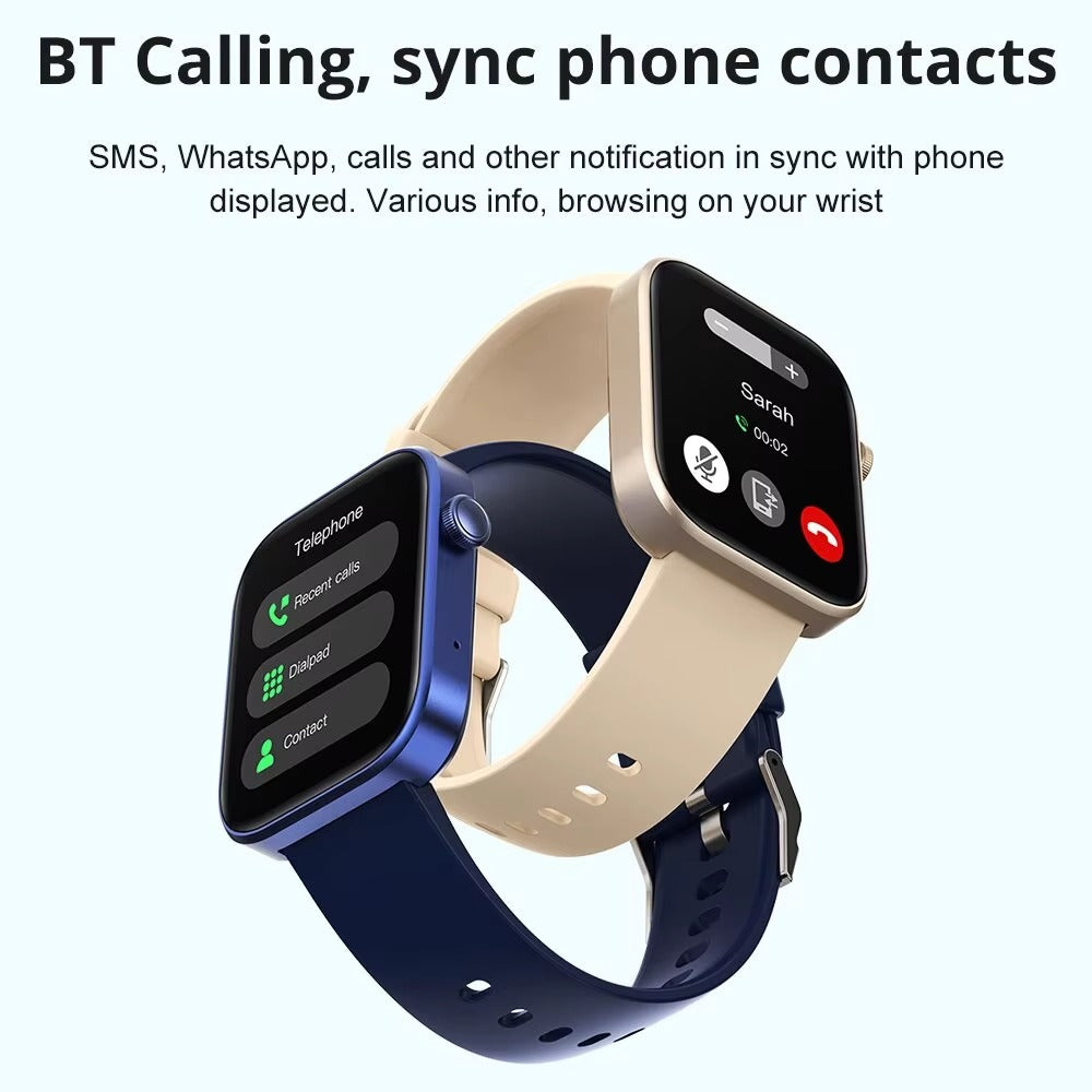 Premium Smartwatch with Bluetooth Calling, Health Monitoring Features, IP68 Waterproof Fitness Watch with Voice Assistant for iPhone Users