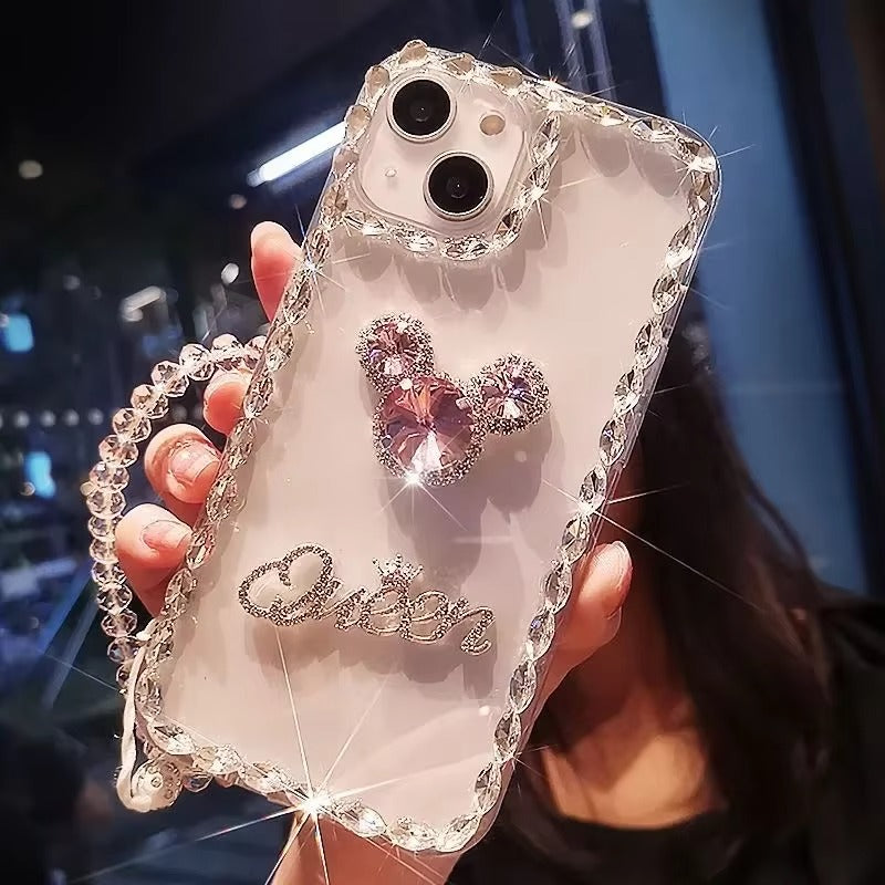 Luxury Apple iPhone Case, MagSafe Compatible, Camera Lens & Screen Protection, Ultra Thin, Shockproof, Magnetic Full All Around Cover – Diamond Bling Rhinestone Case with Glitter Rose Design for Sparkling Protection