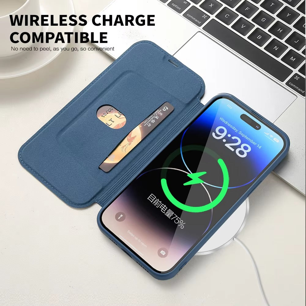 Luxury Apple iPhone Case, MagSafe Compatible, Camera Lens and Screen Protection, Ultra Thin, Shockproof, Magnetic, Full All Around Protection, Flip Silicone Card Cover