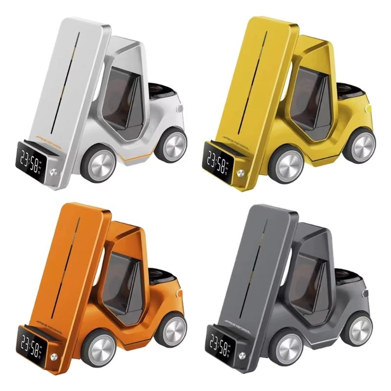 Premium 5 in 1 Magnetic Wireless Charging Station – Fast Charger Stand with Alarm Clock, Adjustable Phone Holder, LED Lamp for iPhone, Watch and AirPods