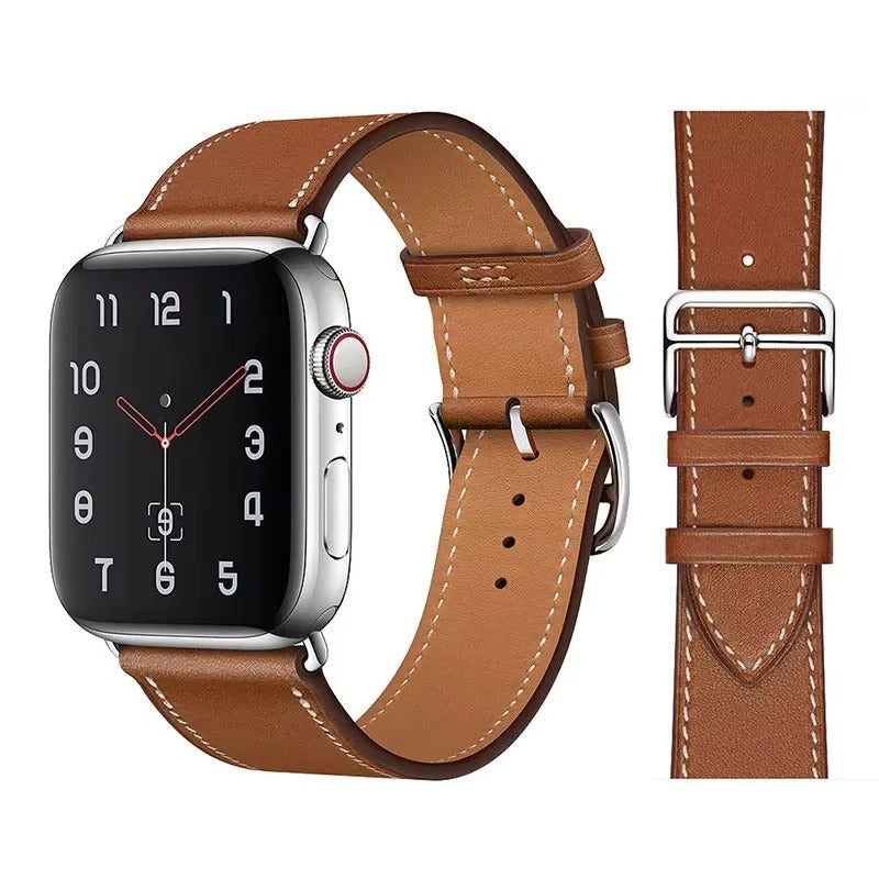Luxury Genuine Leather Watch Band – Classic, Adjustable, Comfortable Strap for 40mm to 49mm Smartwatches, Men's and Women's