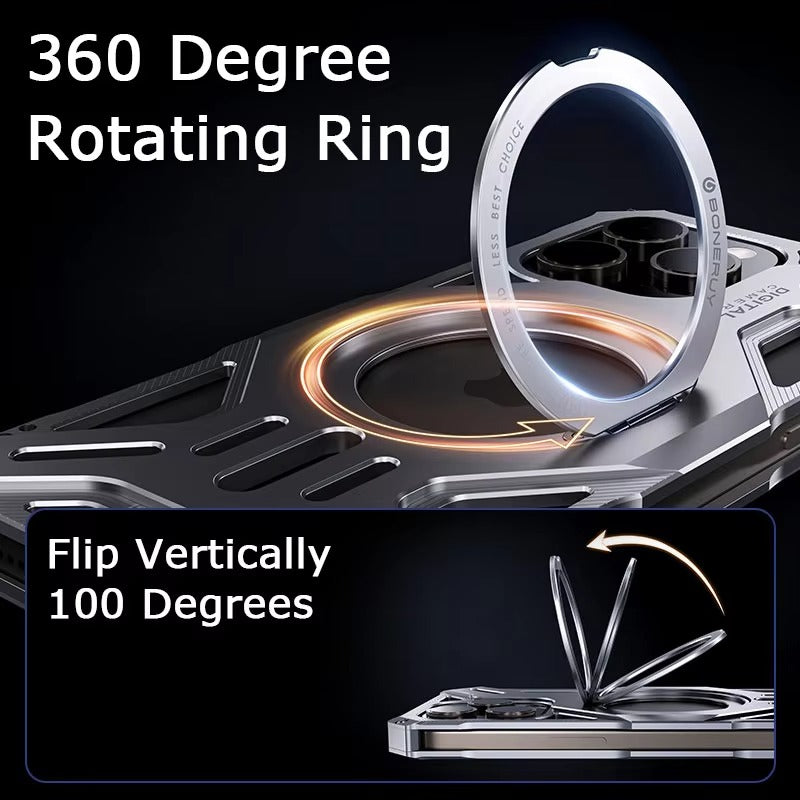 Luxury Apple iPhone Case, MagSafe Compatible, Camera Lens & Screen Protection, Ultra Thin, Shockproof, Magnetic Full All Around Cover – Magnetic Bracket Case with Fashion Aluminum Alloy Frame for Stylish Protection