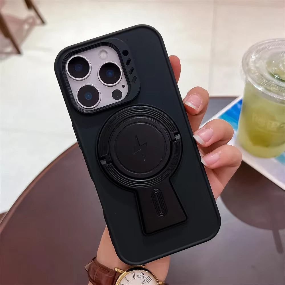 Luxury Apple iPhone Case, MagSafe Compatible, Camera Lens & Screen Protection, Ultra Thin, Shockproof, Magnetic Full All Around Cover – Invisible Folding Bracket Silicone Case with Soft Touch Finish