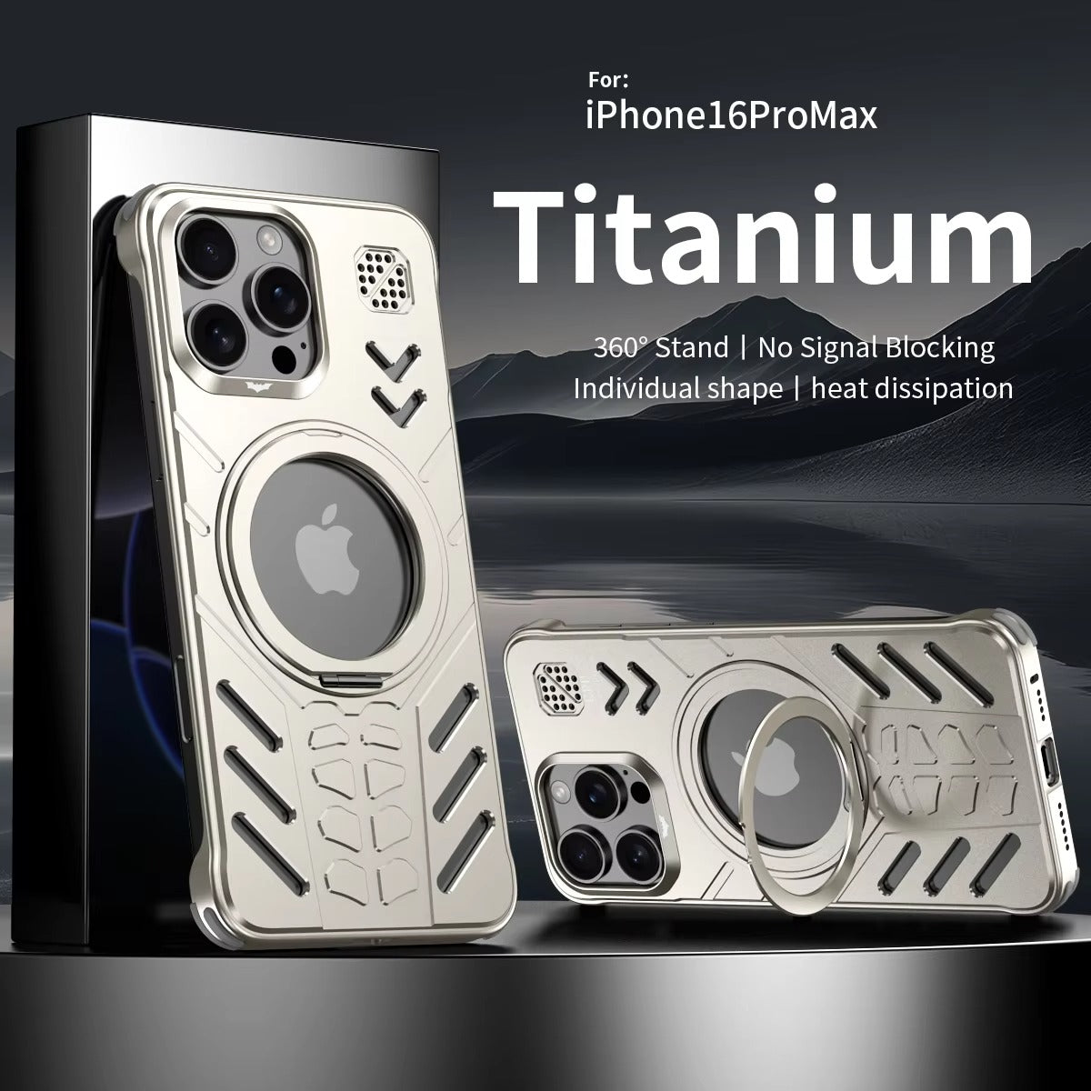 Luxury Apple iPhone Case, MagSafe Compatible, Camera Lens & Screen Protection, Ultra Thin, Shockproof, Magnetic Full All Around Cover – Hollow Aluminum Alloy Case with Magnetic Metal Holder, Stand & Heat Dissipation Design