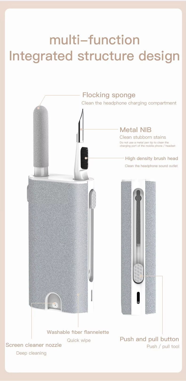 Premium, 5-in-1 Headphone Cleaner Kit with Brush, Cleaning Pen for AirPods Pro, 3, 2, 1 – Screen Cleaning Tools for Phone