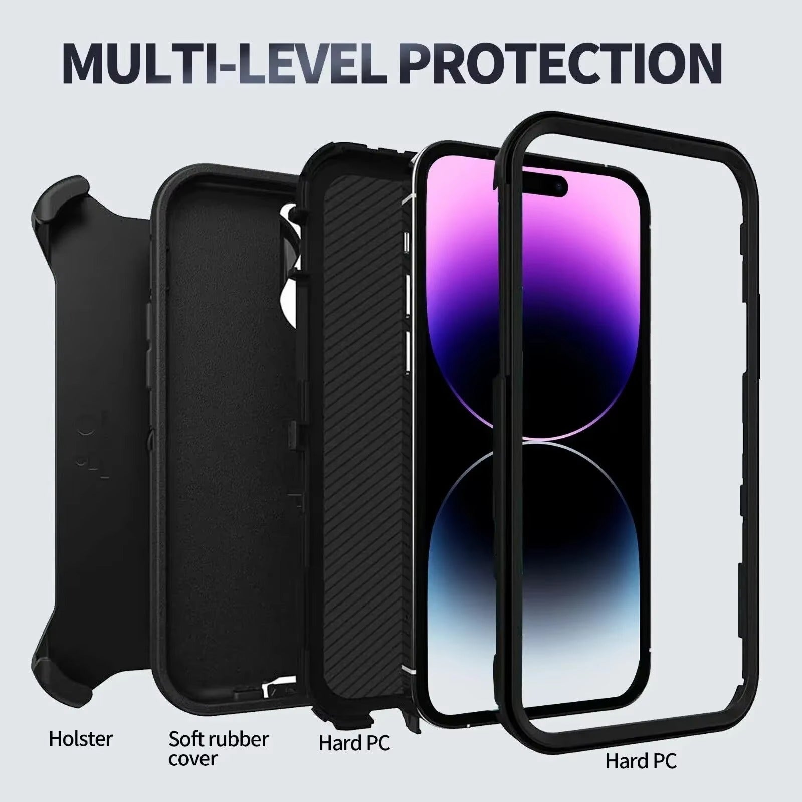 High Quality Apple iPhone Case, MagSafe Compatible, Camera Lens & Screen Protection, Ultra Thin, Shockproof, Magnetic Full All Around Cover – 3-in-1 Rugged Armor Case with Belt Clip & Dual-Layer PC+TPU Protection