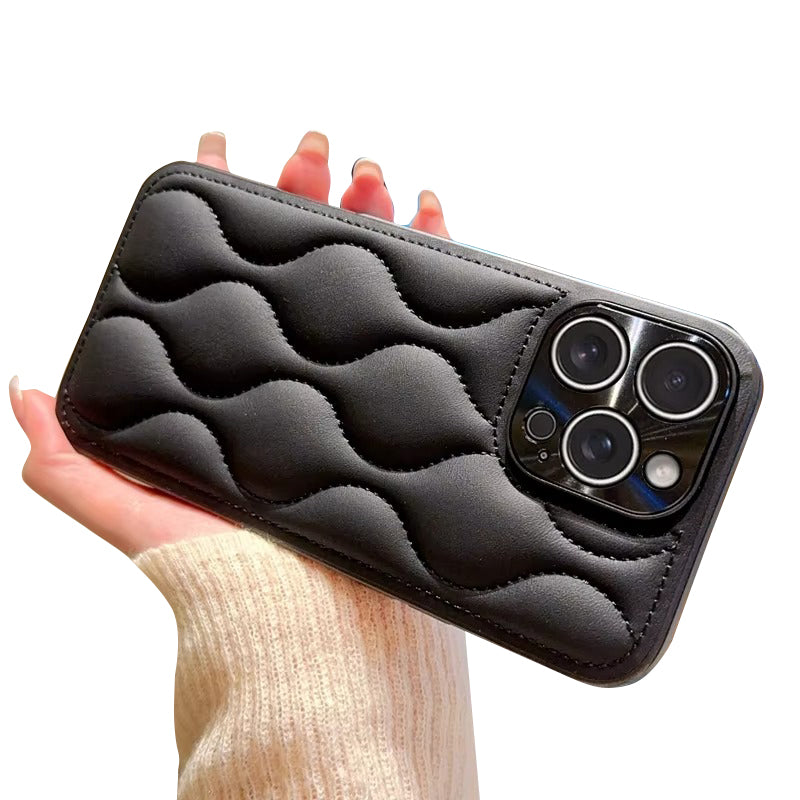 Luxury 3D Texture Apple iPhone Case, MagSafe Compatible, Ultra Thin Magnetic with Solid Color Silicone Bumper and Wavy Design