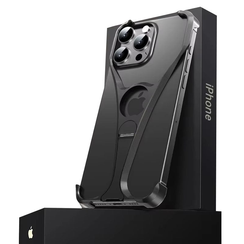 Premium Apple iPhone Case, MagSafe Compatible, Camera Lens & Screen Protection, Ultra Thin, Shockproof, Magnetic Full All Around Cover – Frameless Aluminum Alloy Case with Metal Holder, Stand & Heat Dissipation Design