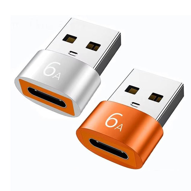 High Quality USB to Type-C Charger Adapter – 2PCS OTG Converter for iPhone, Plug & Play, Data Sync 480Mbps, Aluminum Alloy, Universal Type-C Compatibility