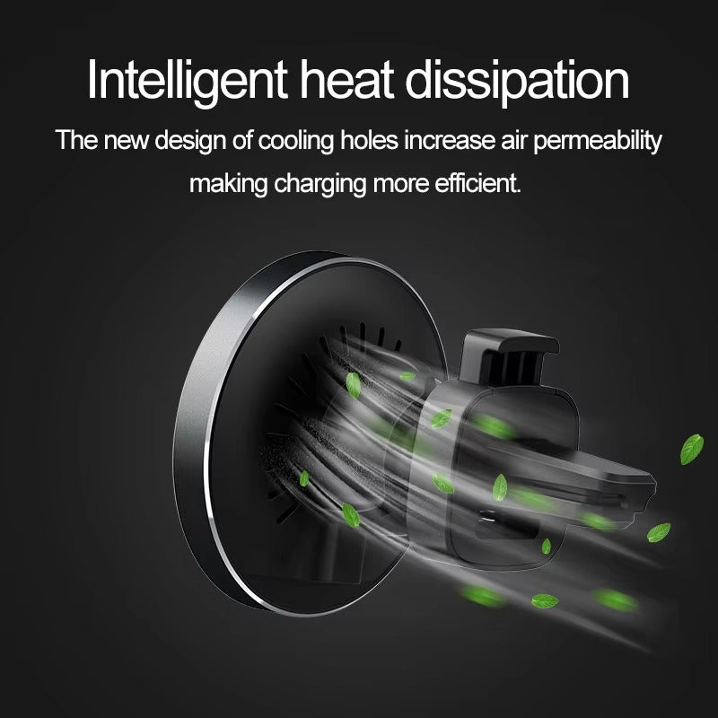 High-Speed 30W Magnetic Wireless Car Charger – Phone Holder Stand with Fast Charging, Dashboard or Vent Mount