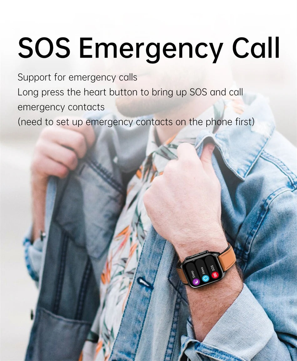 Premium Health Smartwatch for iPhone – Non-Invasive Blood Glucose Monitor with ECG+PPG, AI Voice Assistant, Bluetooth Calling