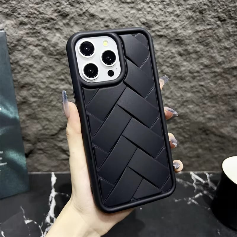 Luxury Apple iPhone Case, MagSafe Compatible, Camera Lens & Screen Protection, Ultra Thin, Shockproof, Magnetic Full All Around Cover – 3D Woven Pattern Soft Silicone Case with Heat Dissipation & Solid Protection