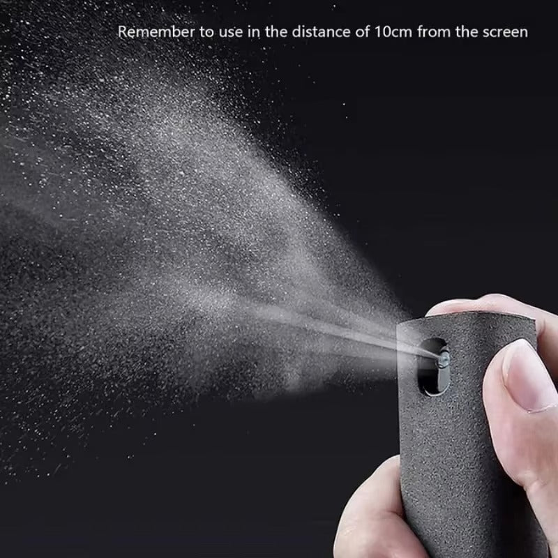 High Quality 2-in-1 Screen Cleaner Spray Reusable Cleaning Cloth for Cell Phones, iPads, Computers, Glasses, and Tablets