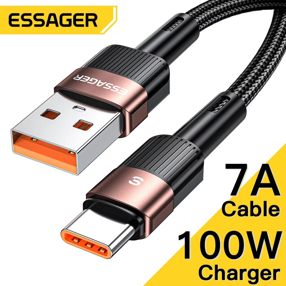 High Power 7A USB-A to USB-C Fast Charging Cable – 80W/100W Quick Charge Cord, 480Mbps Data Sync, Durable Aluminum Braided Wire, 0.5m 1m 2m 3m Options