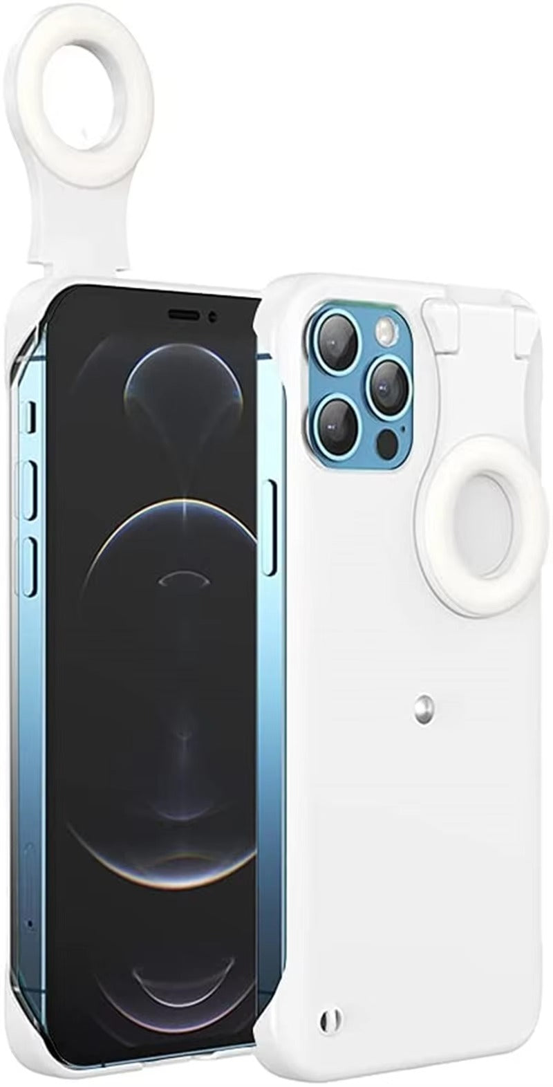 Luxury Apple iPhone Case, MagSafe Compatible, Camera Lens & Screen Protection, Ultra Thin, Shockproof, Magnetic Full All Around Cover – Built-in LED Selfie Ring Light Back Glow Case