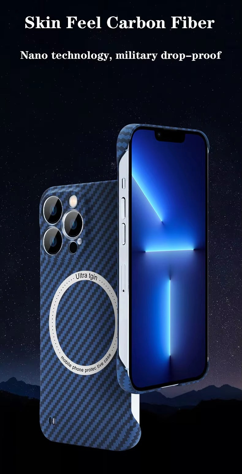 Luxury Carbon Fiber Apple iPhone Case, MagSafe Compatible Ultra Thin Magnetic Wireless Charging Support and Slim Frame Design