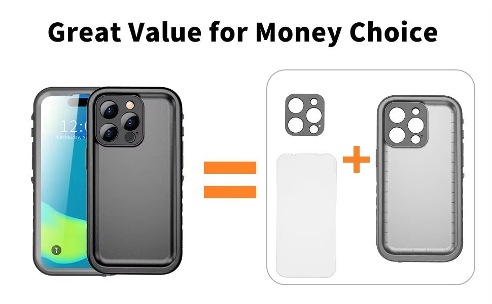 Premium Apple iPhone Case MagSafe Compatible, Camera Lens & Screen Protection, Ultra Thin Shockproof Magnetic Full All Around Protection Cover with Waterproof Strap for Diving