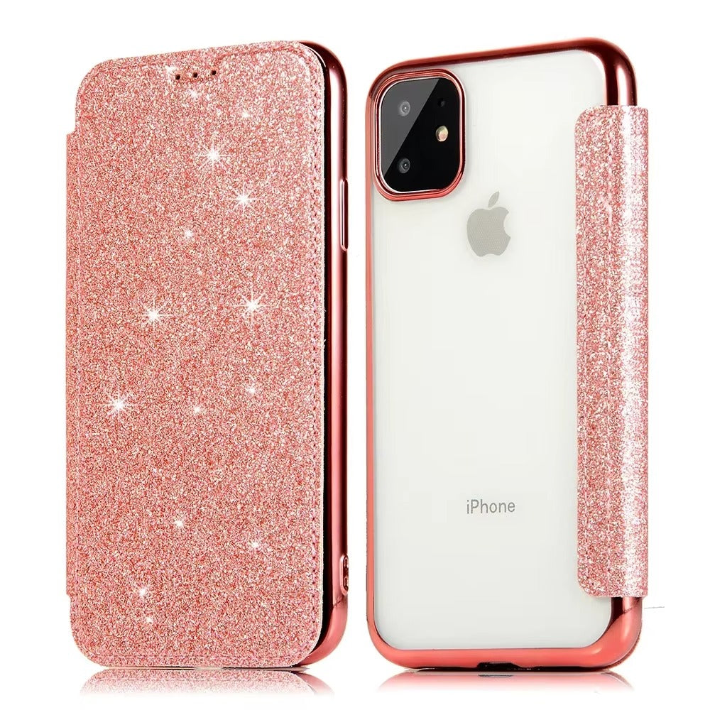 Luxury Apple iPhone Case, MagSafe Compatible, Camera Lens and Screen Protection, Ultra Thin, Shockproof, Magnetic, Full All Around Protection, Glitter Flip Wallet Cover
