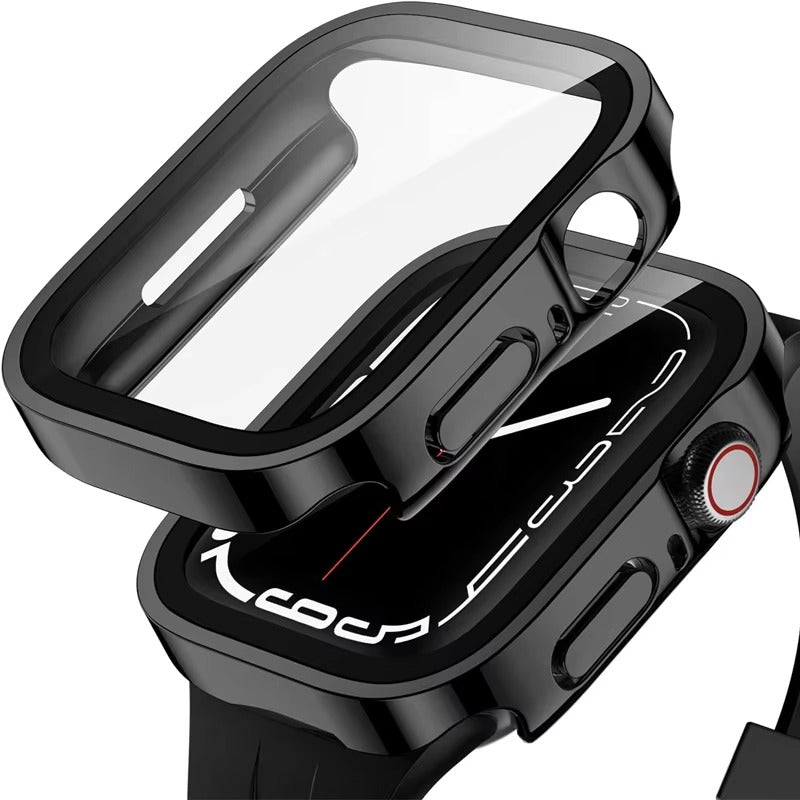 Premium Glass Screen Protector Case – Full Coverage, Straight Edge, Snap-On Protective Cover for 40mm to 49mm Smartwatches