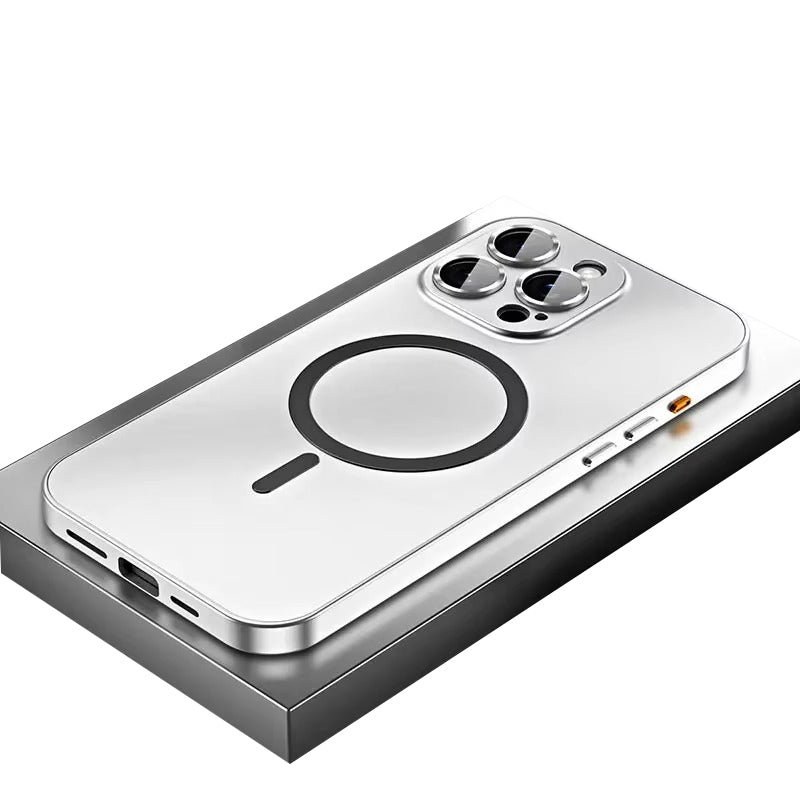 Luxury Apple iPhone Case, MagSafe Compatible, Camera Lens & Screen Protection, Ultra Thin, Shockproof, Magnetic Full All Around Cover – Metal Frame Case with Aluminum PC Back Panel for Sleek Durable Protection