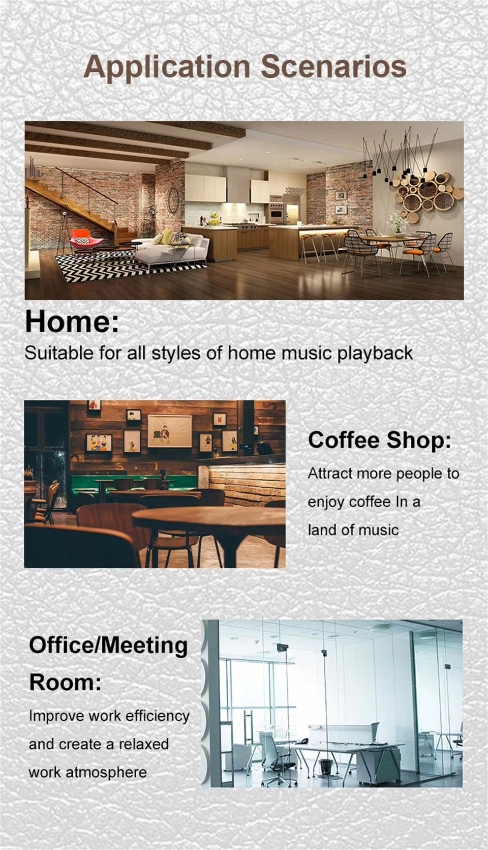 Premium Bluetooth Wall Amplifier for iPhone, 2.8" HD Touchscreen Music Control Panel, Smart Home Stereo System with FM, AUX,