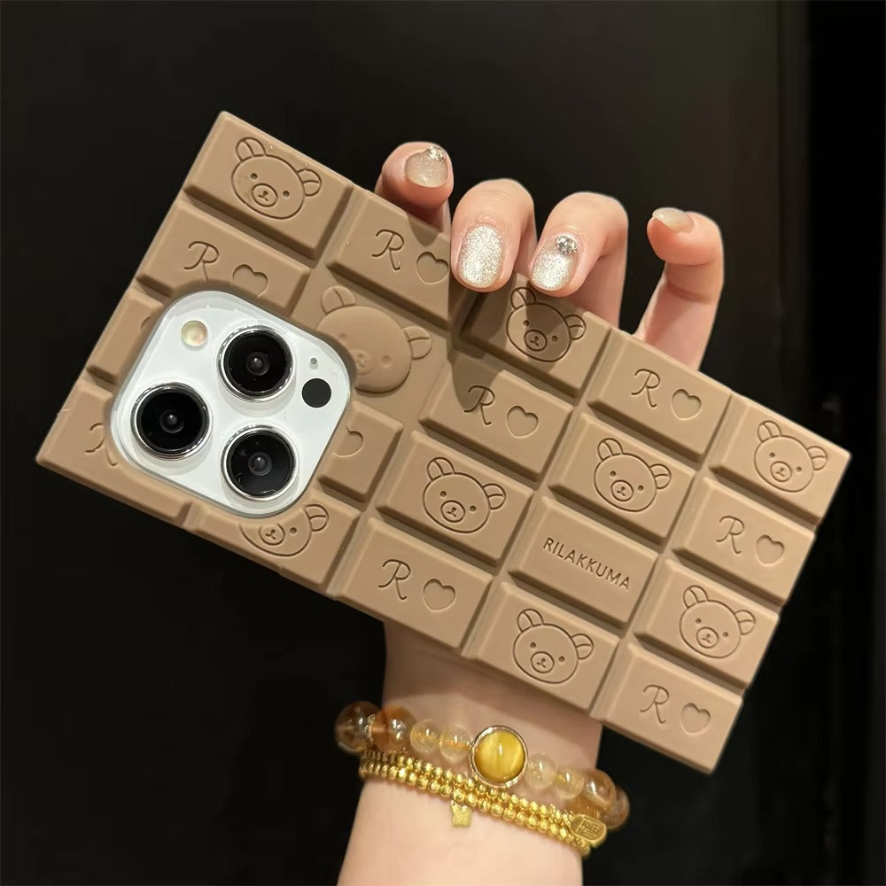 Premium Apple iPhone Case, MagSafe Compatible, Camera Lens and Screen Protection, Ultra Thin, Shockproof, Magnetic, Full All Around Protection, 3D Bear Chocolate Cover