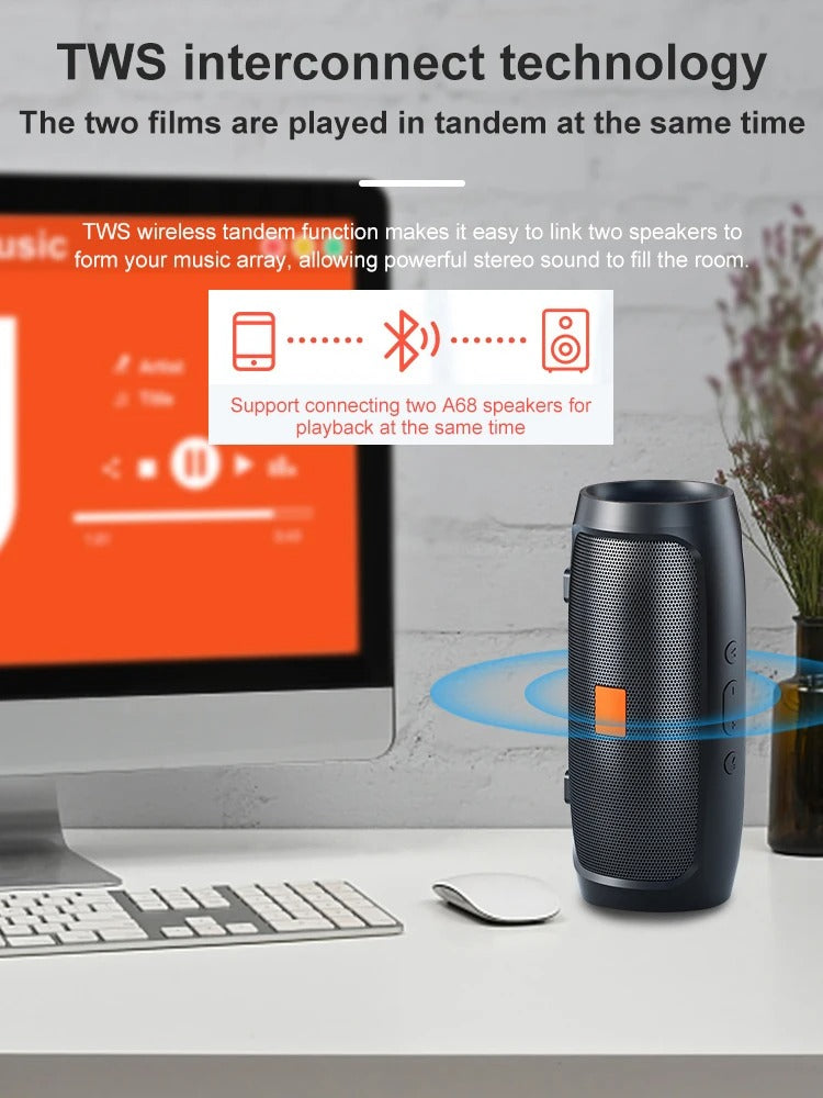 High Quality Portable Bluetooth Speaker for iPhone – Dual Stereo Subwoofer with FM Radio, TF/USB Playback, Loud Outdoor