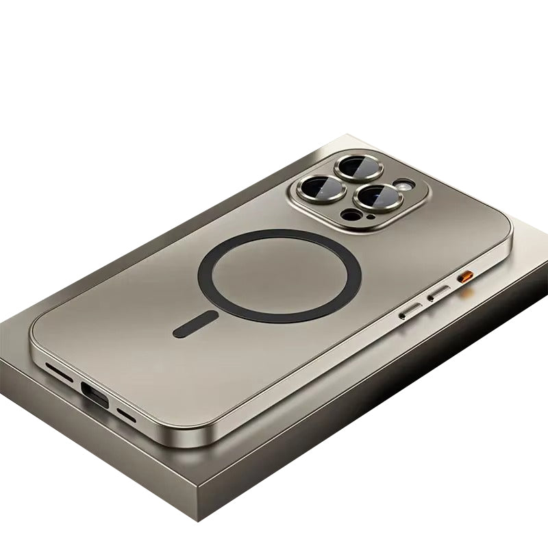Luxury Apple iPhone Case, MagSafe Compatible, Camera Lens & Screen Protection, Ultra Thin, Shockproof, Magnetic Full All Around Cover – Metal Frame Case with Aluminum PC Back Panel for Sleek Durable Protection