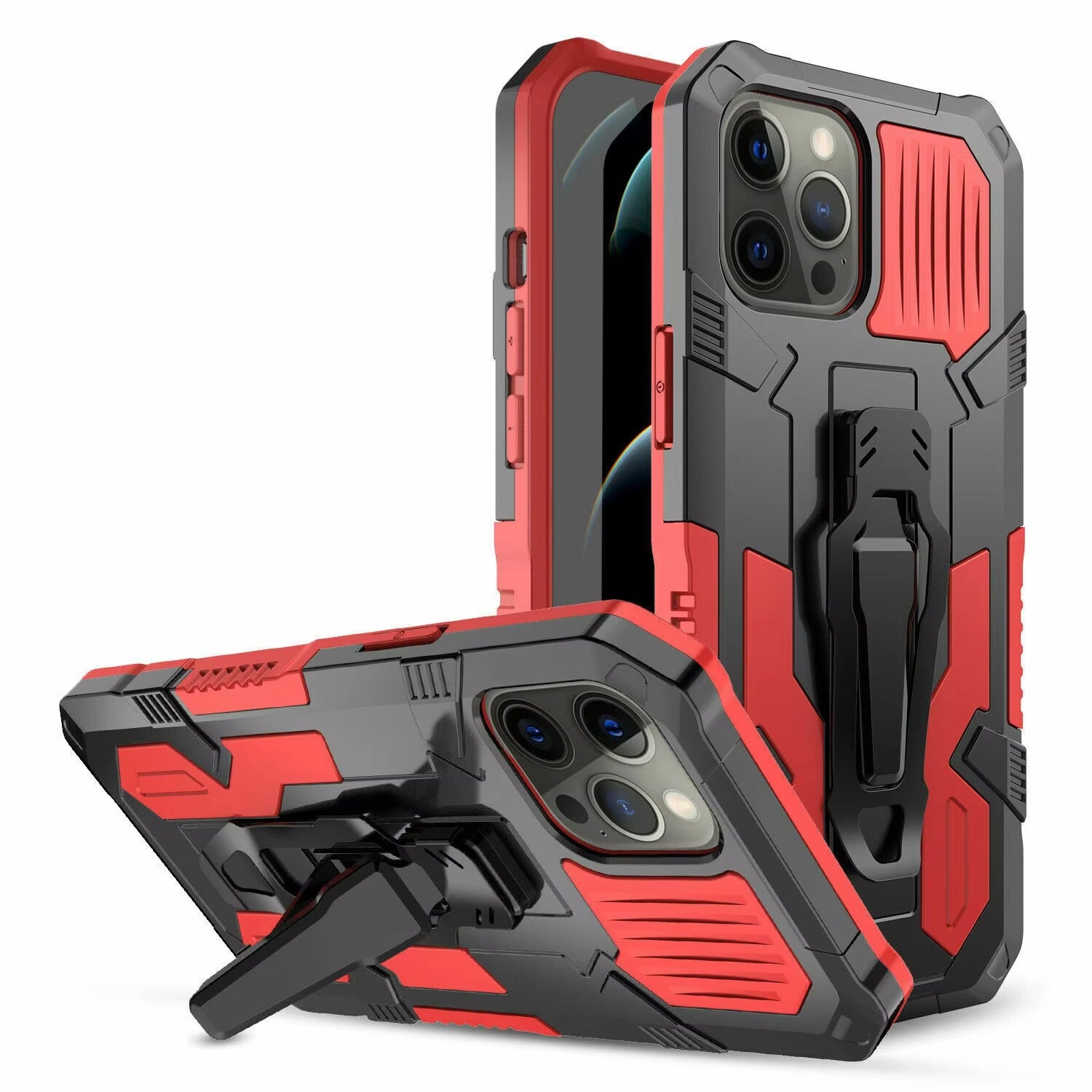 Robust Apple iPhone Case, MagSafe Compatible, Camera Lens & Screen Protection, Ultra Thin, Shockproof, Magnetic Full All Around Cover – Heavy Duty Belt Clip Case with Kickstand & Hard Rubber Back