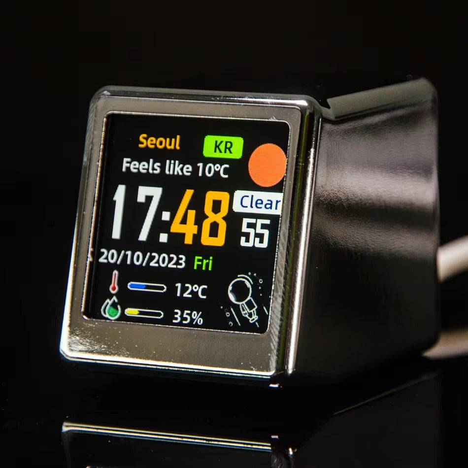 Premium Creative Smart WiFi Desktop Clock for iPhone –Mini Weather Display with Cute Animations, Electronic Photo Frame