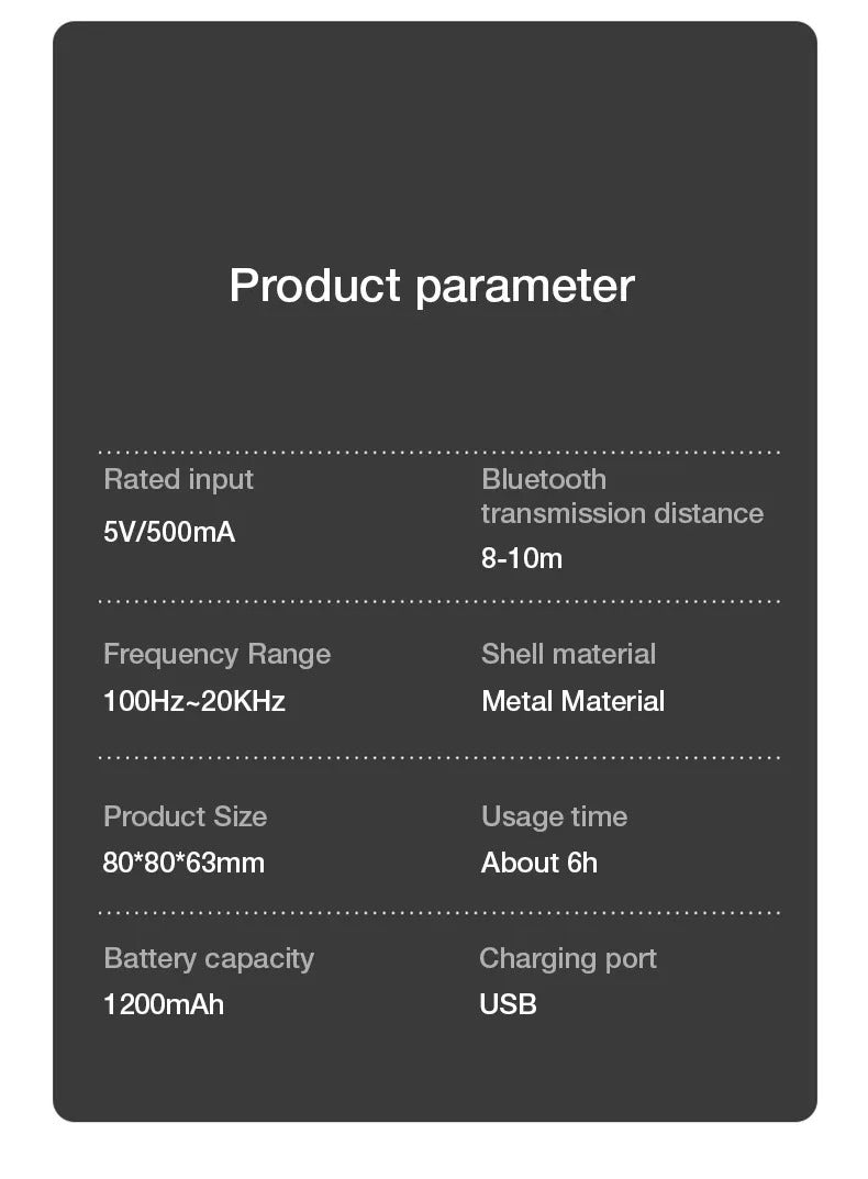 Premium RGB Bluetooth Speaker – Portable Wireless Mini Subwoofer with HiFi Stereo Sound, 360° Surround, TWS Pairing, TF Card, Long Battery Life