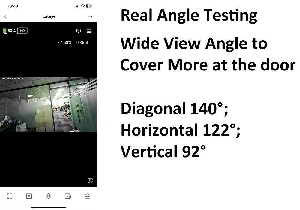 High Quality Smart Door Viewer for iPhone, 3MP WiFi Peephole Camera, Battery-Powered PIR Motion Sensor with 140° Wide Angle