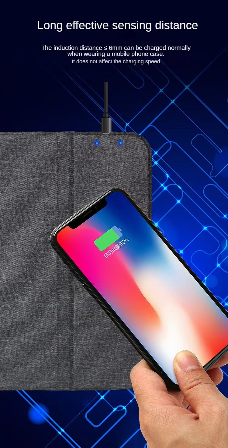 Premium, 2-in-1 Mouse Pad with Qi Wireless Charging – PU Leather Desk Mat with Phone Holder, USB Type-C Compatible