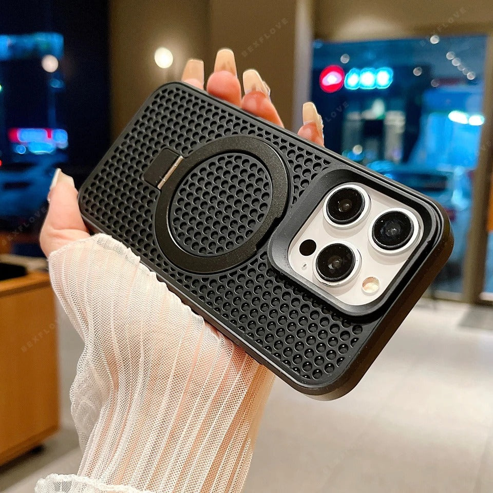 Luxury Apple iPhone Case, MagSafe Compatible, Camera Lens & Screen Protection, Ultra Thin, Shockproof, Magnetic Full All Around Cover – Matte Magnetic Case with Holder, Heat Dissipation & Wireless Charging Support