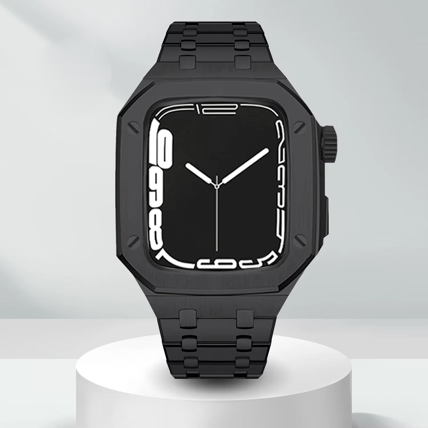 Luxury Metal Mod Kit for Smartwatch – Bezel Frame, Strap, and Case Set for 44mm to 45mm Watches, Premium Custom Accessories