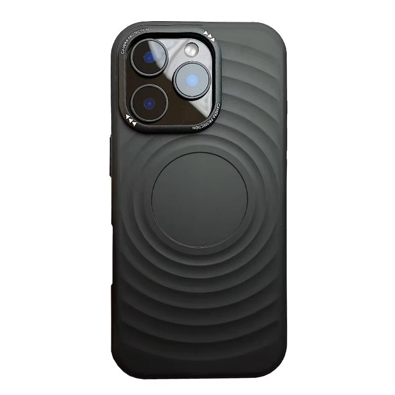 Luxury Apple iPhone Case, MagSafe Compatible, Camera Lens & Screen Protection, Ultra Thin, Shockproof, Magnetic Full All Around Cover – Water Ripple Matte Translucent Case with Metal Lens Bumper & Hard Back