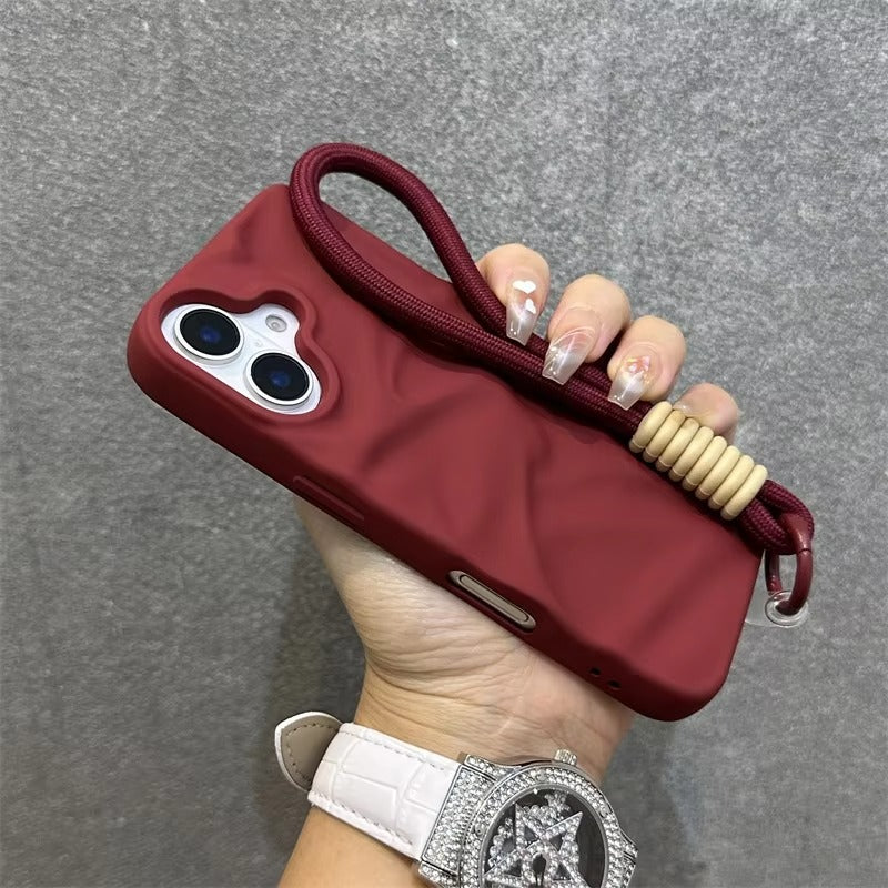 Premium Apple iPhone Case, MagSafe Compatible, Camera Lens & Screen Protection, Ultra Thin, Shockproof, Magnetic Full All Around Cover – Matte Wrinkle Silicone Case with Soft Back & Wrist Strap