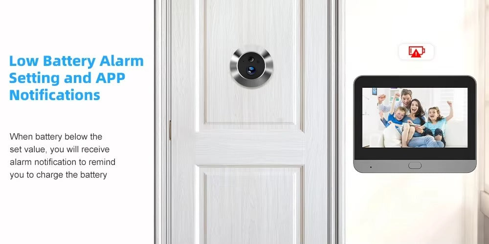 High Quality Smart Door Viewer for iPhone, 3MP WiFi Peephole Camera, Battery-Powered PIR Motion Sensor with 140° Wide Angle