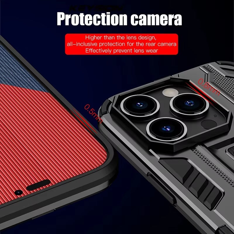 Robust Apple iPhone Case, MagSafe Compatible, Camera Lens and Screen Protection, Ultra Thin, Shockproof, Magnetic, Full All Around Protection, Armor Magnetic Holder Cover