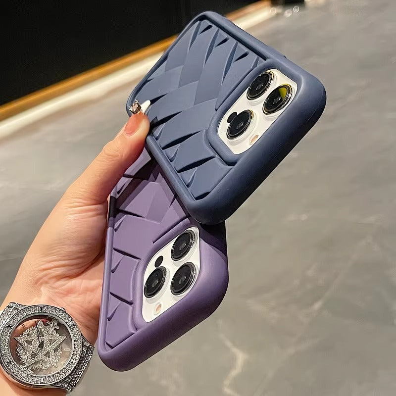 Luxury Apple iPhone Case, MagSafe Compatible, Camera Lens & Screen Protection, Ultra Thin, Shockproof, Magnetic Full All Around Cover – 3D Woven Pattern Soft Silicone Case with Heat Dissipation & Solid Protection