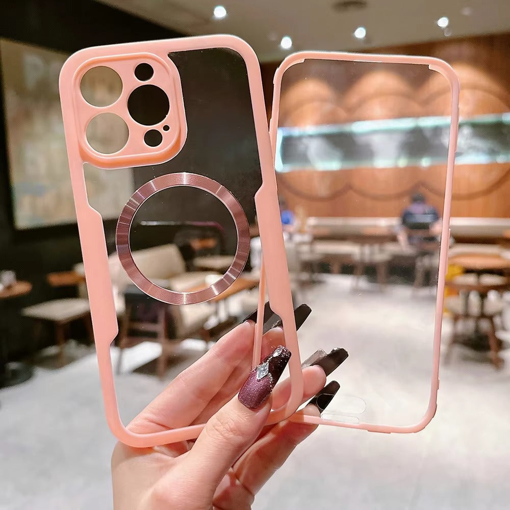 Luxury Apple iPhone Case MagSafe Compatible Ultra Thin Magnetic All Around Protection Cover with Double Touch Clear Design
