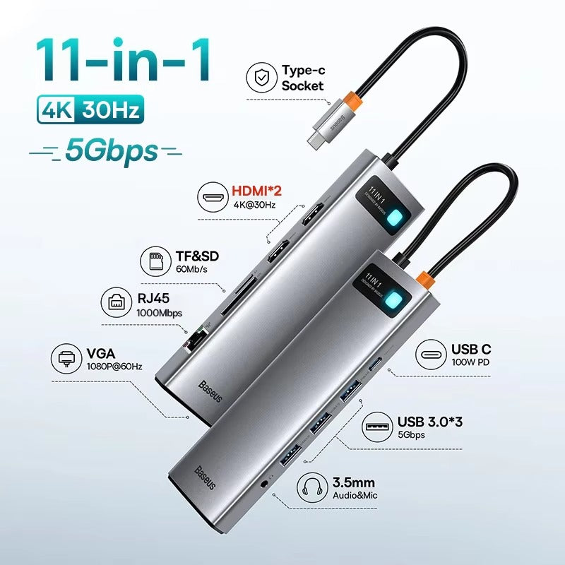 High Quality USB-C Hub Adapter – Type-C to HDMI, USB 3.1, 10Gbps, RJ45 Ethernet, Laptop, Tablet, USB-C Devices