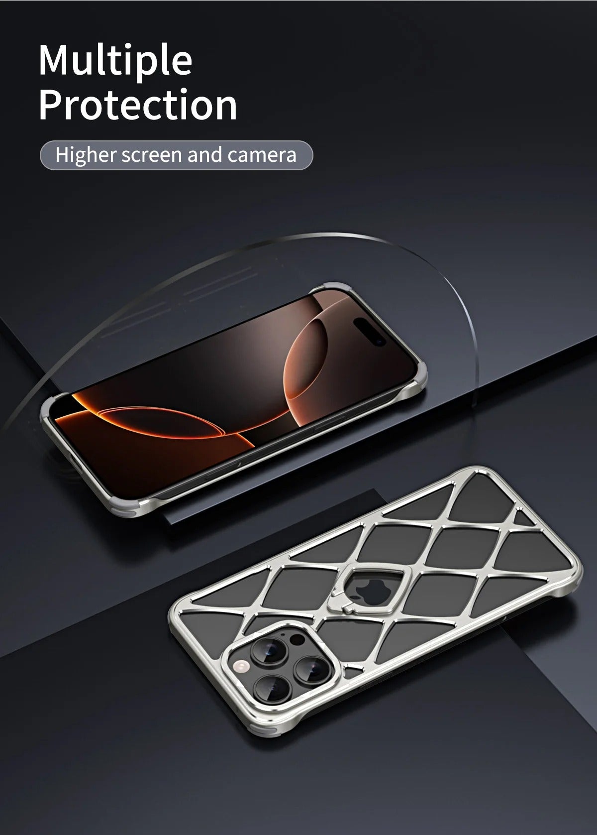 Luxury Apple iPhone Case, MagSafe Compatible, Camera Lens & Screen Protection, Ultra Thin, Shockproof, Magnetic Full All Around Cover – Ultra-Light Metal Bracket Case with Heat Dissipation & Shockproof Design