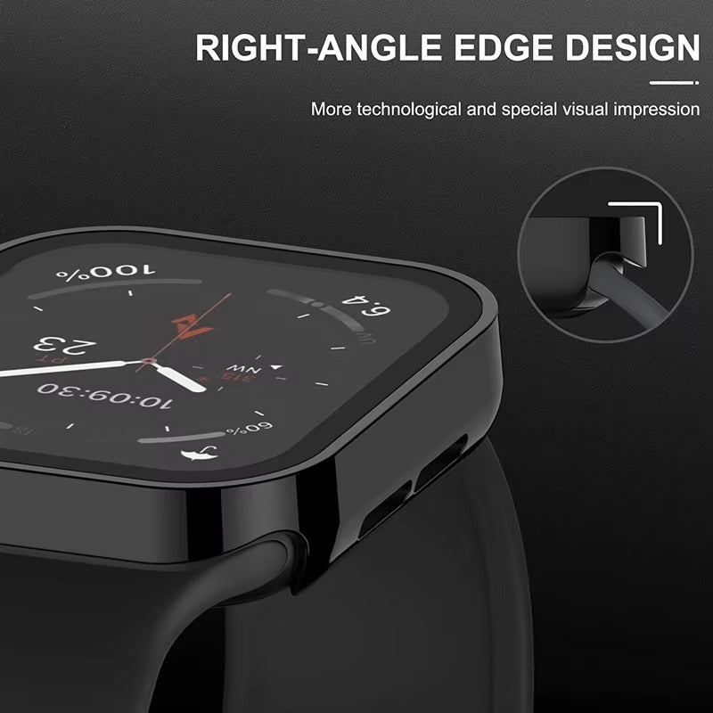 Premium Glass Screen Protector Case – Full Coverage, Straight Edge, Snap-On Protective Cover for 40mm to 49mm Smartwatches