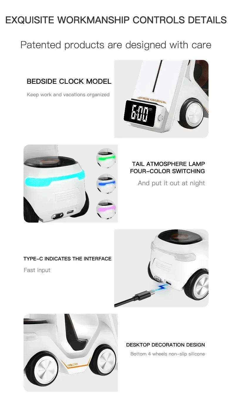 Premium 5 in 1 Magnetic Wireless Charging Station – Fast Charger Stand with Alarm Clock, Adjustable Phone Holder, LED Lamp for iPhone, Watch and AirPods