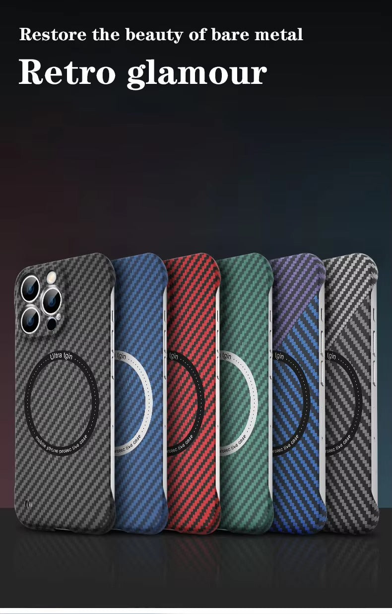 Luxury Carbon Fiber Apple iPhone Case, MagSafe Compatible Ultra Thin Magnetic Wireless Charging Support and Slim Frame Design